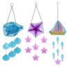 Wholesale Cross-Border New Product Stained Glass Wind Chime Ocean Turtle Sailboat Starfish Pendant Creative Iron Art Home Courtyard Pendant