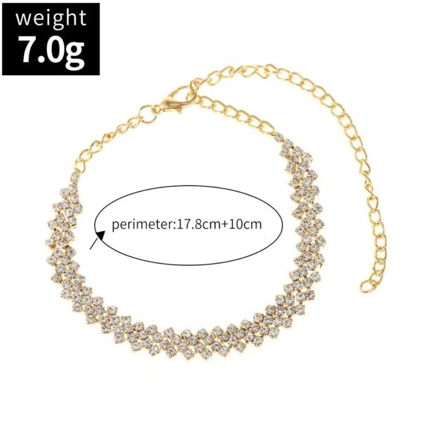 Wholesale Cross-Border Women's Simple and Fashionable Gold and Silver Personalized Shiny Diamond-Shaped Beach Anklets Versatile Foot Accessories