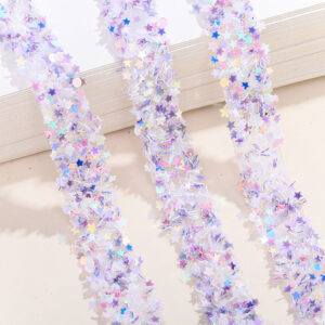10 light purple [Sequin Stars]] / 1.5cm double-layer hot melt adhesive geometric rhinestone drilling strip