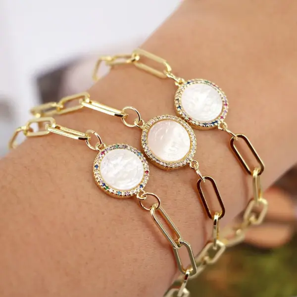 Wholesale Copper Plating Geometric Artificial Gemstones Copper Bracelets