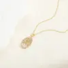 Wholesale Simple Style Virgin Mary Devil's Eye Copper 14k Gold Plated Zircon Pendant Necklace In Bulk