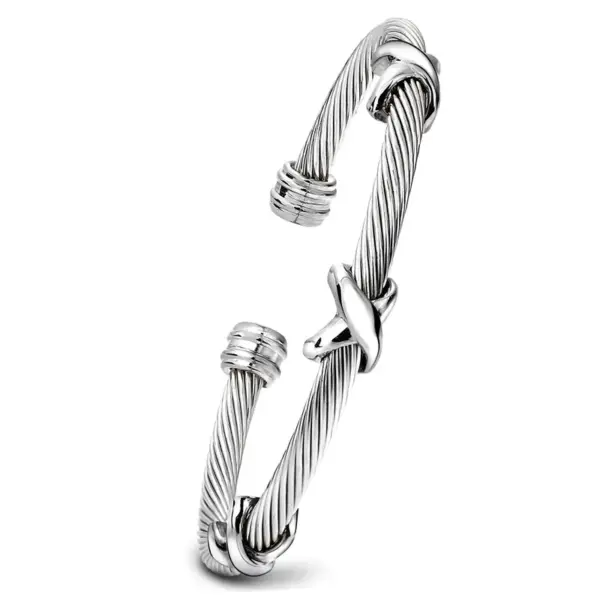 Wholesale Hip-hop Retro Color Block Titanium Steel Polishing Bangle