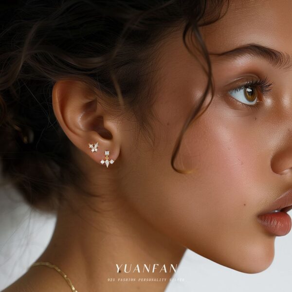 Wholesale Zircon round head earrings