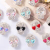 Wholesale Double-Sided Full Diamond Alloy Skull Straight Hole Loose Beads DIY Mobile Phone Chain Key Chain Bag Chain Jewelry Accessories