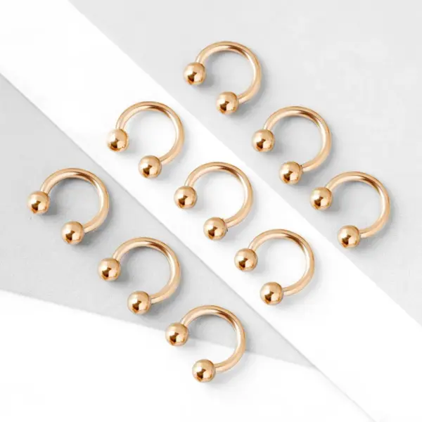 Stainless Steel Body Piercing Jewelry Hypoallergenic Half Ring C-Shaped Ball Ring Lip Ring Nose Ring Geometric Punk Style Unisex
