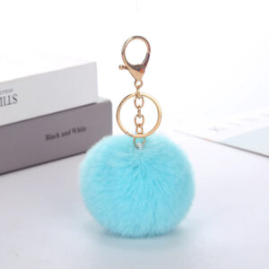 light green / Rabbit fur ball keychain