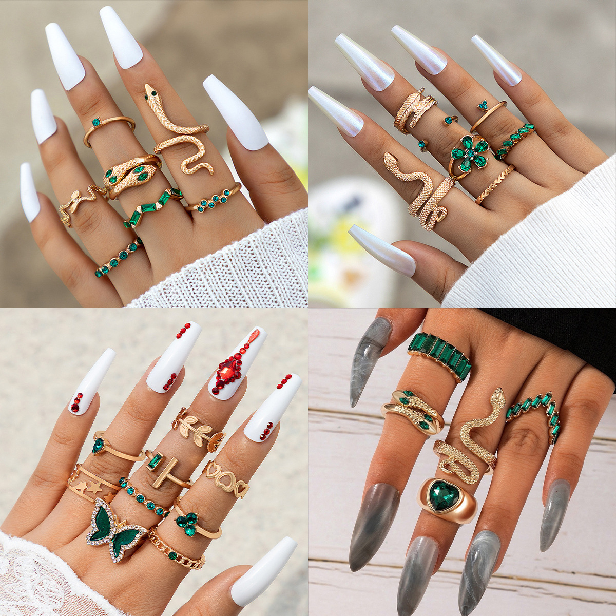 Wholesale Geometric irregular fashion ring set