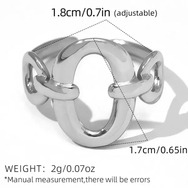 Wholesale PVD Coated Real Gold Plated 18K Gold Circle 304 Stainless Steel Casual Simple Style Waterproof Non Tarnish Adjustable Ring
