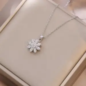 X0125 Steel Color Rotating Necklace--2