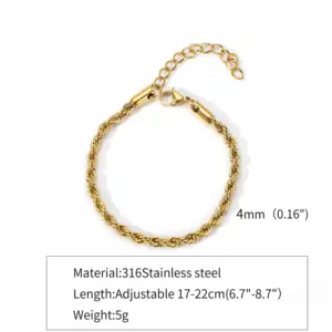 Gold [4mm] * 17 5cm Tail Chain