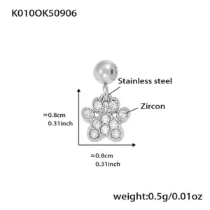 K010-Steel Color Bear Paw Zircon Pendant