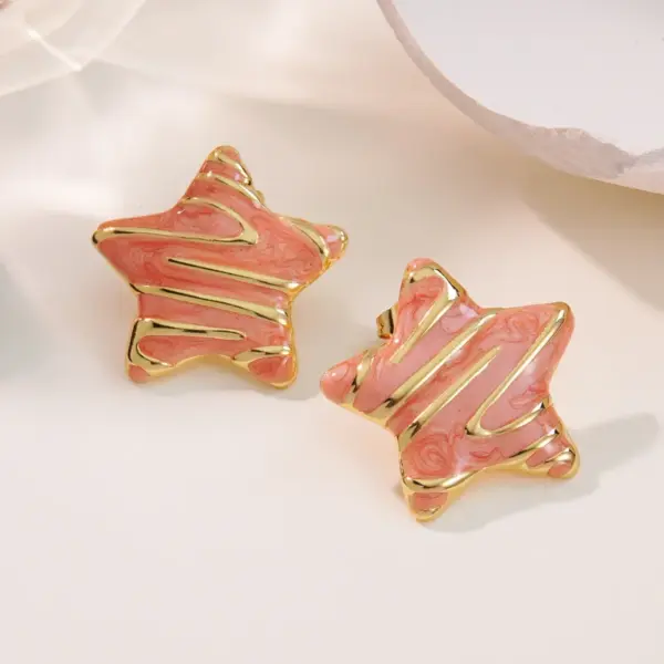 Wholesale 304 Stainless Steel Plastic Star Electroplating Imitation Gold Sweet Simple Style Classic Style Ear Studs