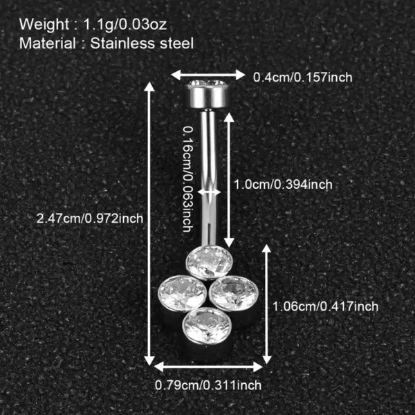1 Piece Belly Rings Simple Style Classic Style Solid Color 302 Stainless Steel 316 Stainless Steel Polishing Rhinestone Inlay Diamond Belly Rings