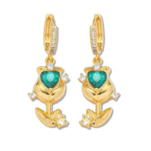 E1287 Green Tulip Earrings