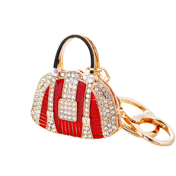Wholesale Diamond-Encrusted Small Shoulder Bag Car Keychain Metal Cute Women's Bag Pendant Key Chain Ring Creative Business Gift