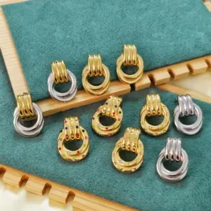 Wholesale Ion Plating (IP) 18K Gold Plated Real Gold Plated Geometric 304 Stainless Steel Casual Waterproof Non Tarnish Ear Studs