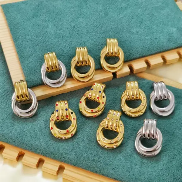 Wholesale Ion Plating (IP) 18K Gold Plated Real Gold Plated Geometric 304 Stainless Steel Casual Waterproof Non Tarnish Ear Studs