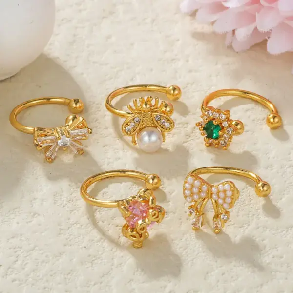 Wholesale Glam Pentagram Brass Plating Zircon Ear Clips 1 Piece