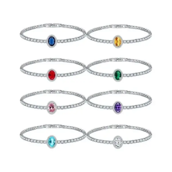 Wholesale Copper Rhodium Plated Simple Style Shiny Inlay Round Water Droplets Heart Shape Zircon Tennis Bracelet