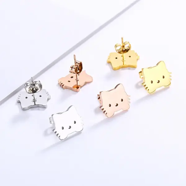 Wholesale PVD Coated 18K Gold Plated Geometric Titanium Steel Fashion Waterproof Non Tarnish Earrings