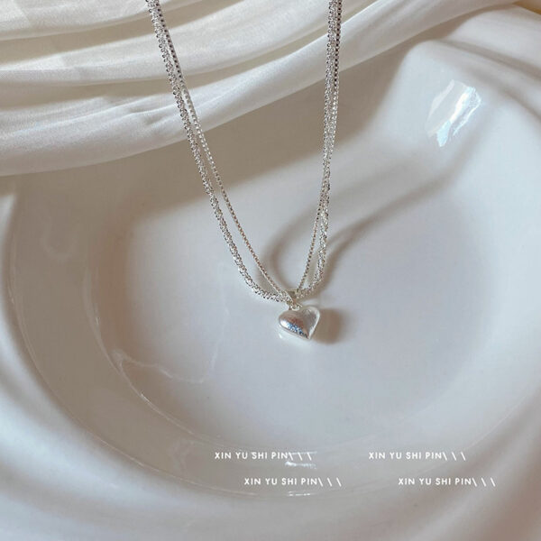 Wholesale Double-layer Brushed Love Necklace Female Niche Personality All-match High-end Clavicle Chain 2024 New Fashion Necklace