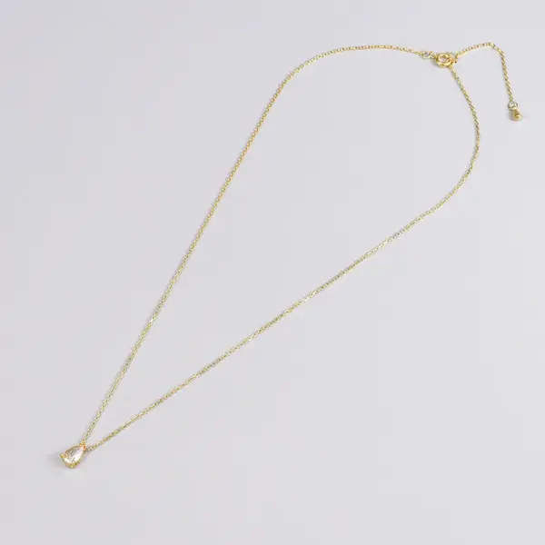 304 Stainless Steel Water Droplets PVD Coated Artificial Rhinestones 18K Real Gold Plated Elegant Waterproof Non Tarnish Diamond Pendant Necklace