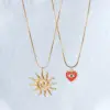 PVD Coated Real Gold Plated 14K Gold Sun Devil's Eye Heart Shape 304 Stainless Steel Simple Style Waterproof Non Tarnish 304 Stainless Steel Pendant Necklace