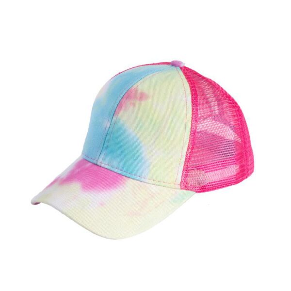 Wholesale Foreign trade new hat women's summer tie-dyed ponytail baseball cap back opening hat summer long hair beauty net cap