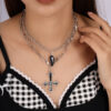 oly-4b5a13e01b90b25423d67a557d1b1a7d Wholesale European and American Cross-border Explosions Gothic Wind Oil op Coin Cross Necklace suit Personality All-match Clavicle Chain Jewelry