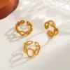 Wholesale Fashionable Geometric Round Open Ring Stainless Steel 18K Gold Plated Adjustable Size For Casual Weekend Selfie Street Style