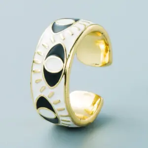 Wholesale Vintage Devil's Eye Color Dripping Copper Open Finger Ring