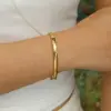 304 Stainless Steel Solid Color PVD Coated Real Gold Plated 18K Gold Simple Style Waterproof Non Tarnish Gold Sier Bangle