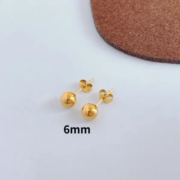 Wholesale Vacuum Plating PVD Coated Real Gold Plated 18K Gold Ball 304 Stainless Steel Simple Style Waterproof Non Tarnish Ear Studs