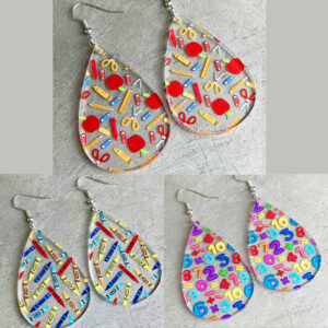 Wholesale Cross-border European and American jewelry transparent acrylic eardrop drop type simple pencil color pen mathematical color cute earrings