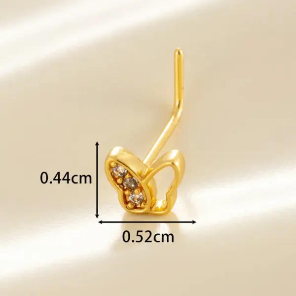 Wholesale 1 Piece Nose Rings & Studs Casual Classic Style Heart Shape Flower Butterfly Copper Flowers Butterfly Zircon Nose Rings & Studs Nose Pin