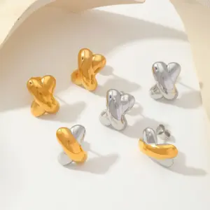 Wholesale 1 Pair Vintage Style Exaggerated Classic Style Color Block Mixed Metal 304 Stainless Steel 18K Gold Plated Ear Studs