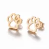 PVD Coated 18K Gold Real Gold Plated Paw Print 304 Stainless Steel Fashion Waterproof Non Tarnish Ear Studs