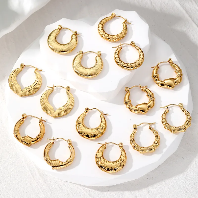 Wholesale 1 Pair Vintage Style Simple Style Classic Style Heart Shape Solid Color Butterfly Plating 201 Stainless Steel Earrings