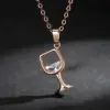 Streetwear Wine Glass Copper Plating Pendant Necklace