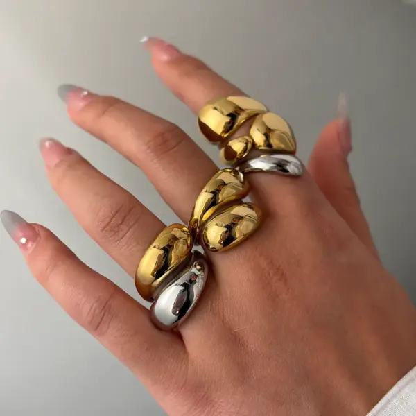 PVD Coated Real Gold Plated 18K Gold Irregular Geometric 304 Stainless Steel Casual Elegant Simple Style Waterproof Non Tarnish Open Rings