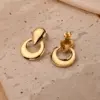 Wholesale 1 Pair/Package Casual Modern Style Ring Handle Polishing Plating 201 Stainless Steel 18K Gold Plated Earrings