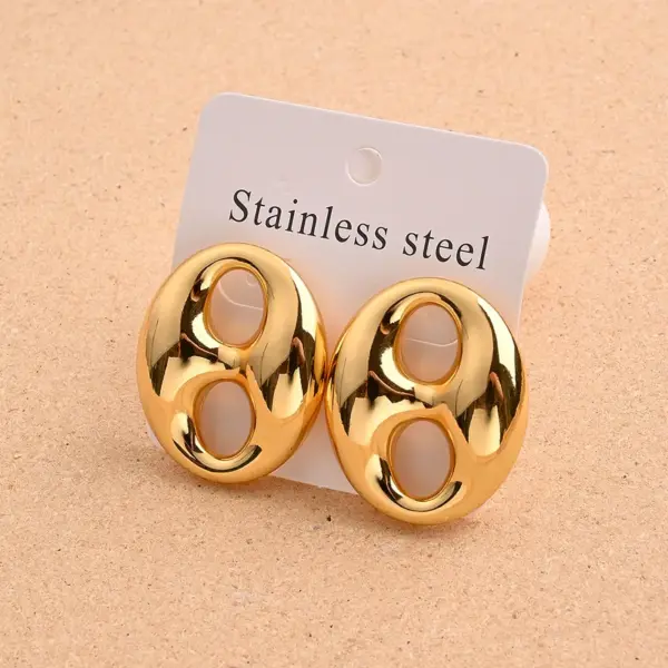 Wholesale Electroplating Golden Plated Coffee Beans Round Heart Shape 304 Stainless Steel Casual Modern Style Simple Style Handmade Polishing Enamel Earrings Ear Studs
