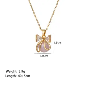 [8170] Pearl Bow Necklace [Gold]