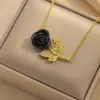 Wholesale PVD Coated Real Gold Plated Rose Stainless Steel IG Style Waterproof Non Tarnish Titanium Steel Necklace
