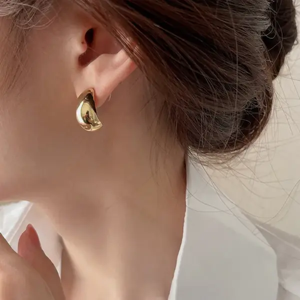 Wholesale 1 Pair Simple Style Solid Color Plating Stainless Steel 18k Gold Plated Ear Studs