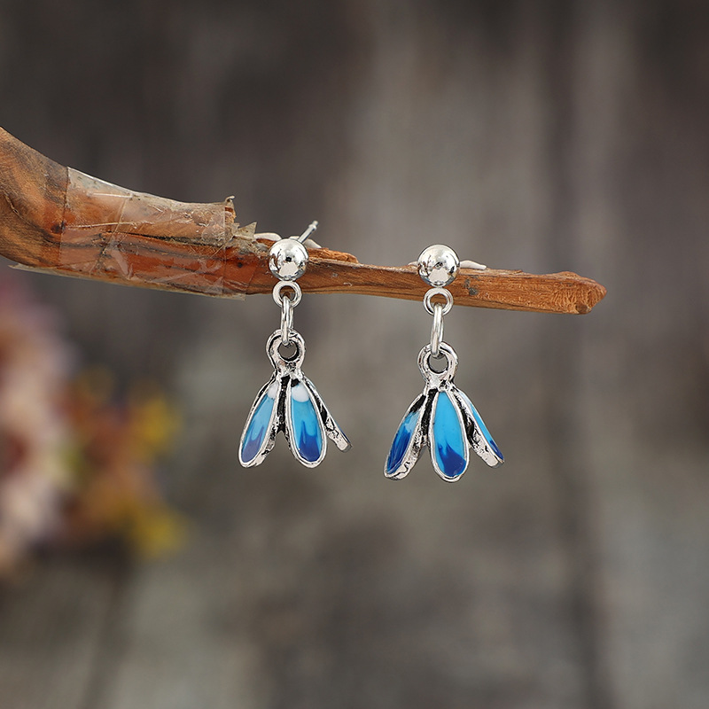 Wholesale Simi-style minimalist petal patchwork flower earrings