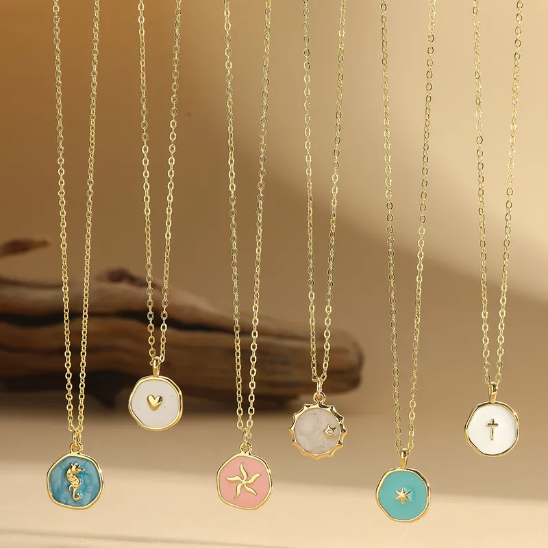 Wholesale Copper 14K Gold Plated Starfish Pendant Necklace
