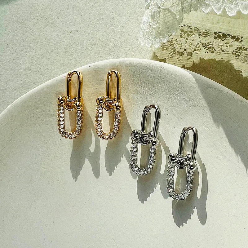 Wholesale 1 Pair Punk Simple Style Geometric Plating Inlay Copper Zircon 18k Gold Plated op Earrings