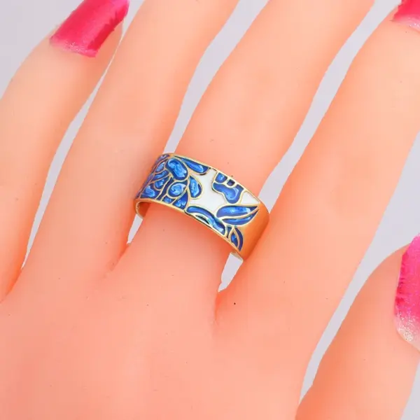 Wholesale Retro Color Block Copper Open Ring Inlay Zircon Copper Rings