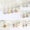 Wholesale Water Plating Vacuum Plating 18K Gold Plated Geometric Letter Flower Titanium Steel Modern Style Sweet Classic Style Titanium Steel Pendant Necklace